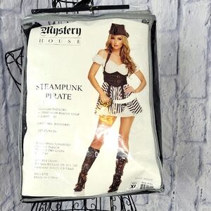 Steampunk Pirate Women's Costume -‎ Black and White  XL